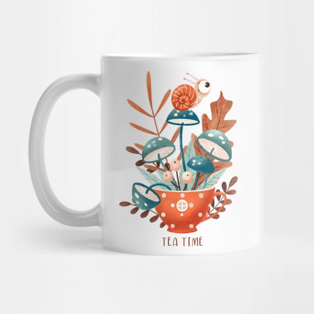 Tea Time (mushrooms and leaves) by Elena Amo